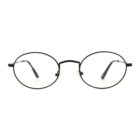 Zenottic Damon: Round black metal eyeglasses with clear lenses. Fashionable and fit for prescription.