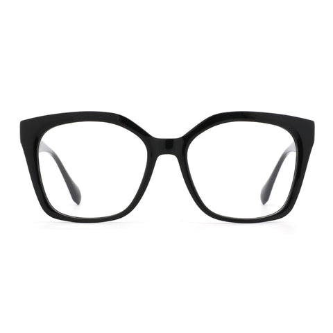 Zenottic Arden black acetate eyeglasses with clear lenses and a thick frame.