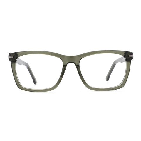 Zenottic Upton square acetate eyeglasses in a muted green color with clear demo lenses.