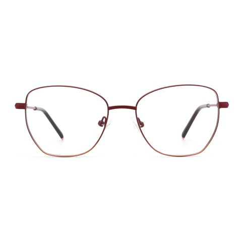 Zenottic Honoria geometric metal frame eyeglasses with clear resin lenses.