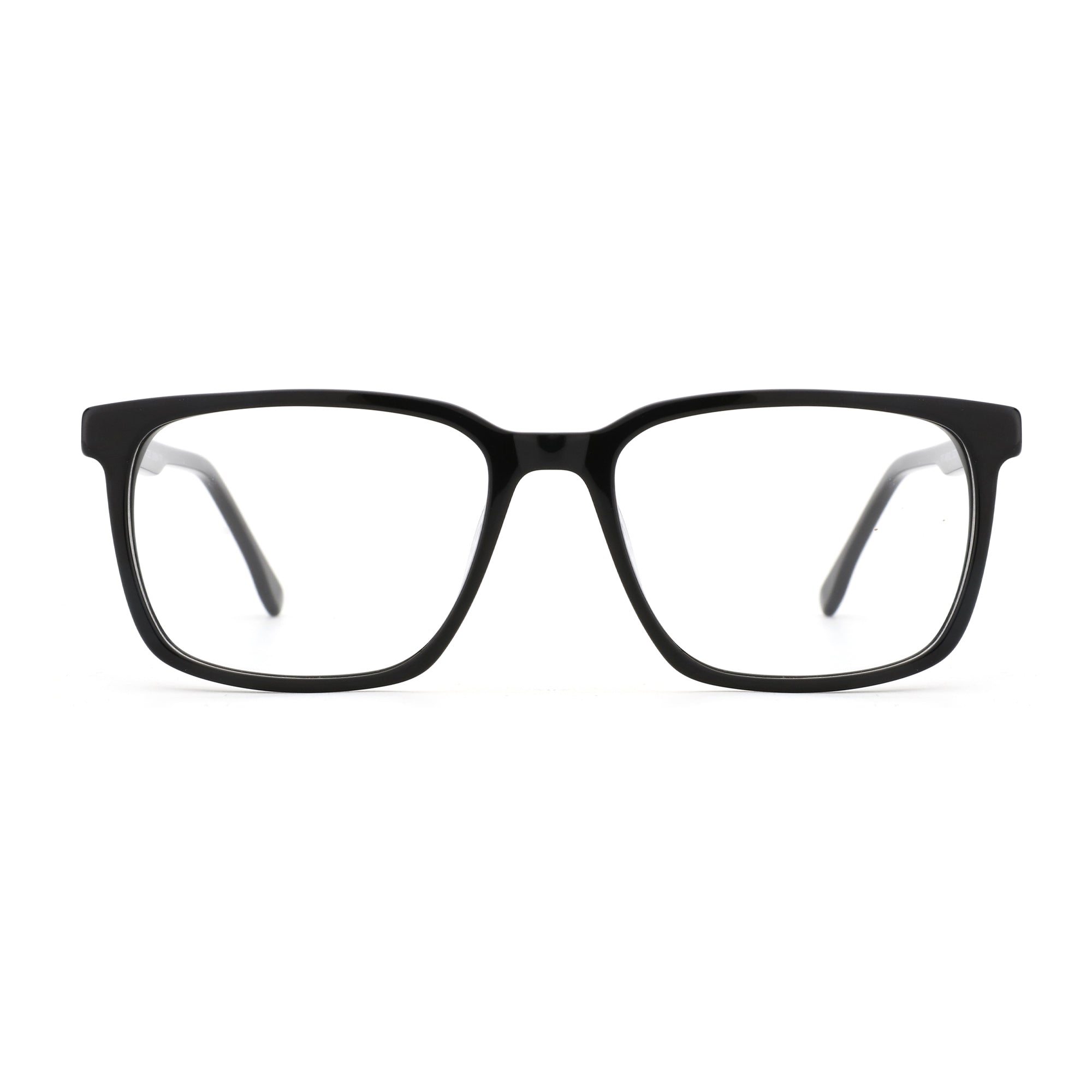 Zenottic Lucky Eyeglasses - Black square acetate frame eyeglasses with clear lenses