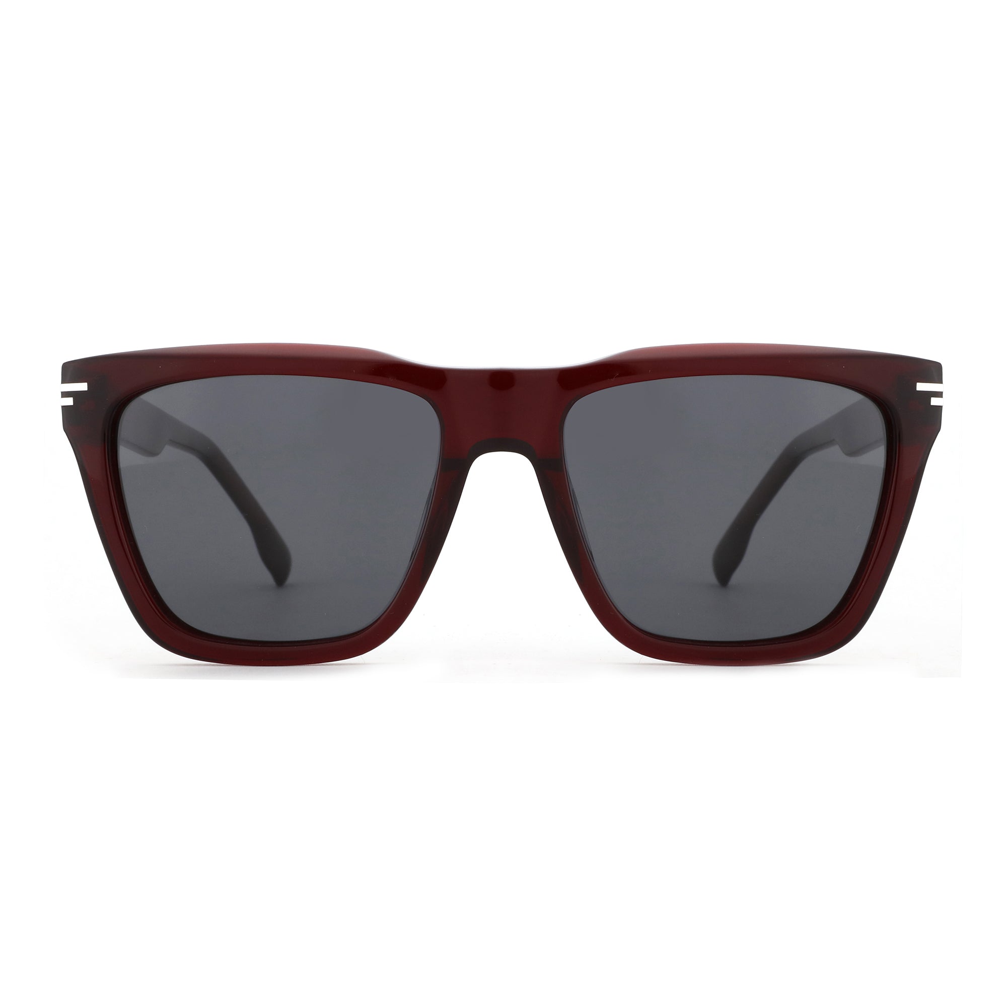 Zenottic Yanely Sunglasses - Square acetate frame, red, with UV protection lenses