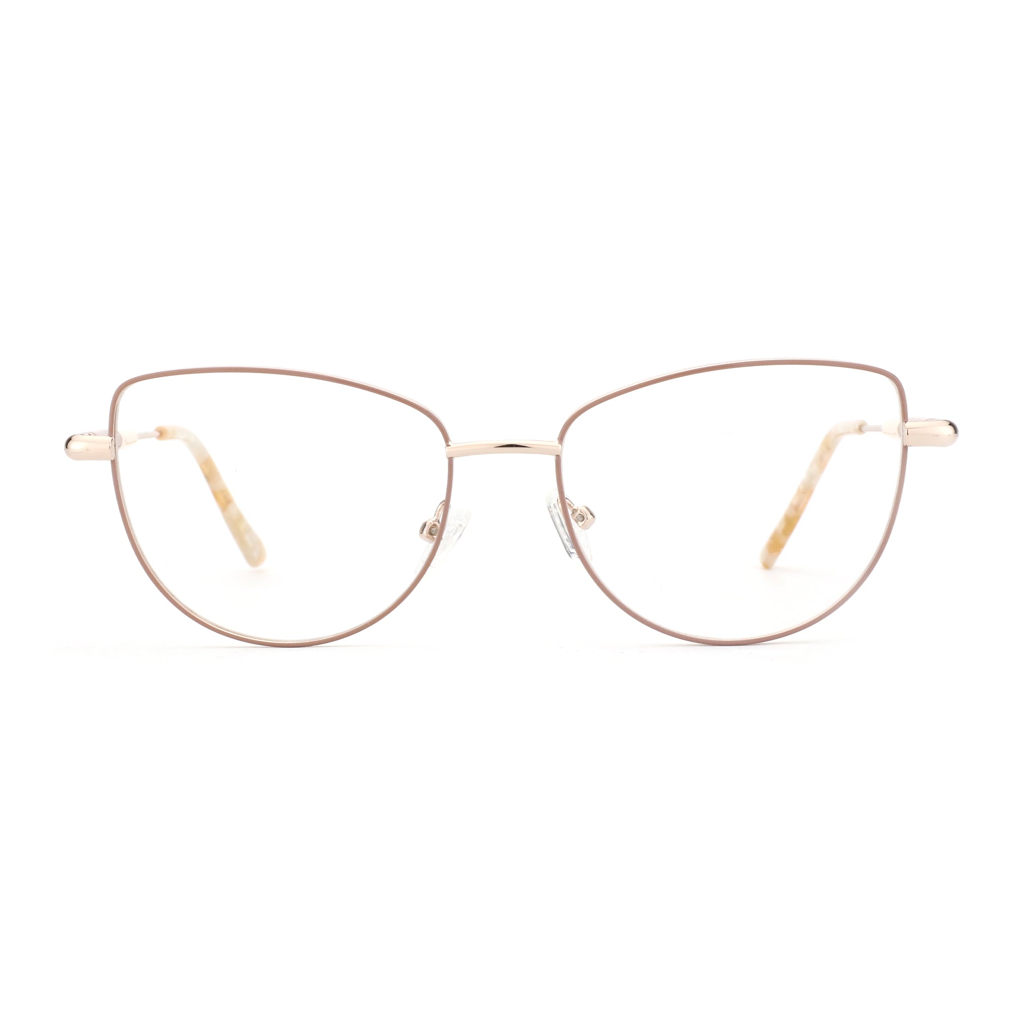 Zenottic Sibyl cat-eye eyeglasses with metal frame in rose gold color, model CH2006
