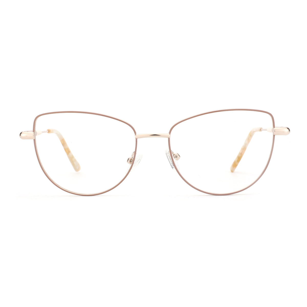 Zenottic Sibyl cat-eye eyeglasses with metal frame in rose gold color, model CH2006