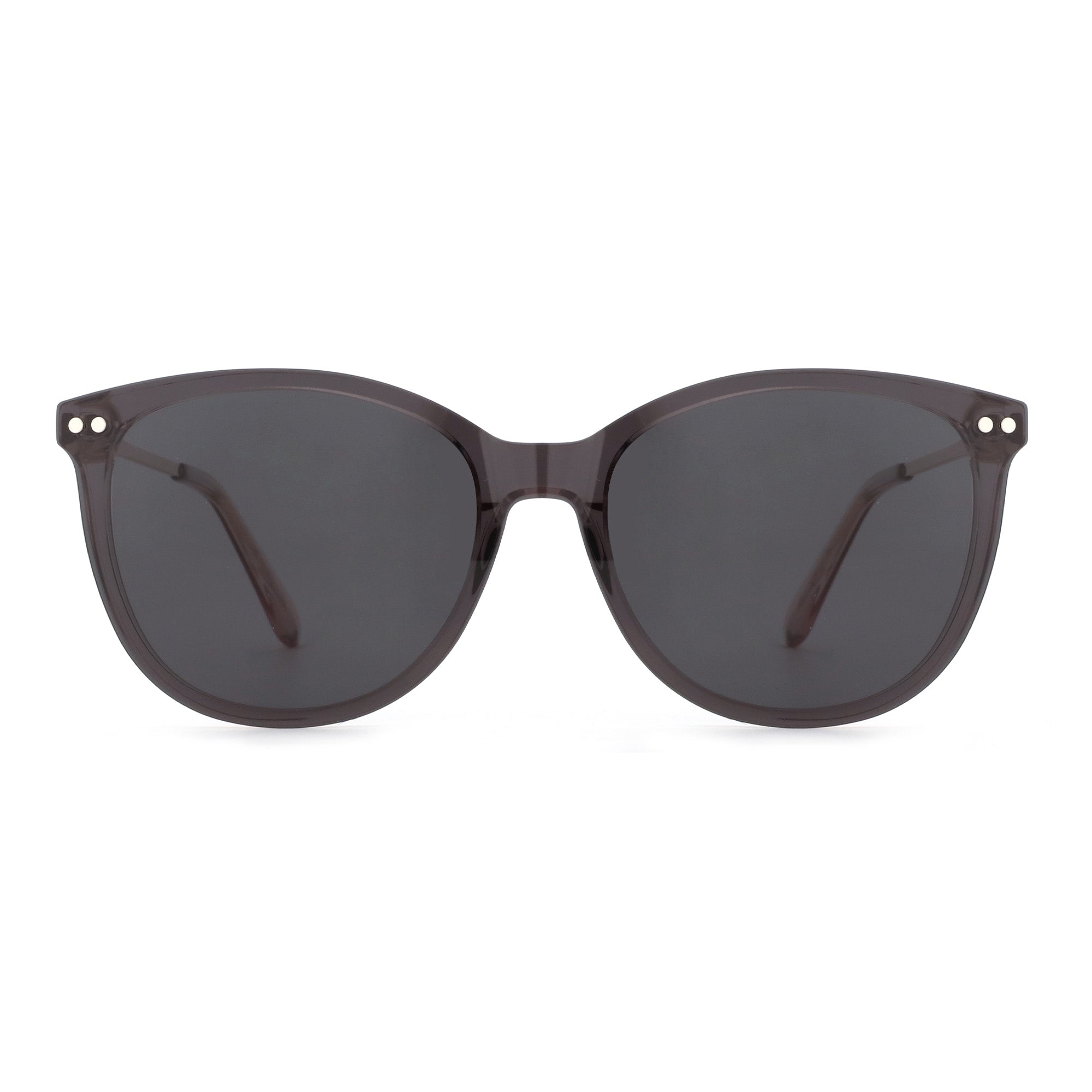 Zenottic Odelette round sunglasses in smoky grey acetate with dark tinted lenses.