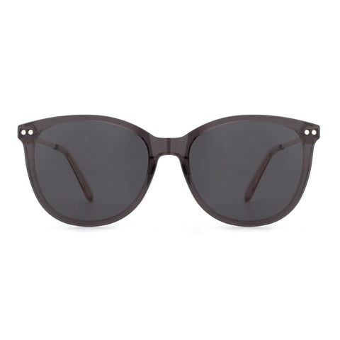 Zenottic Odelette round sunglasses in smoky grey acetate with dark tinted lenses.