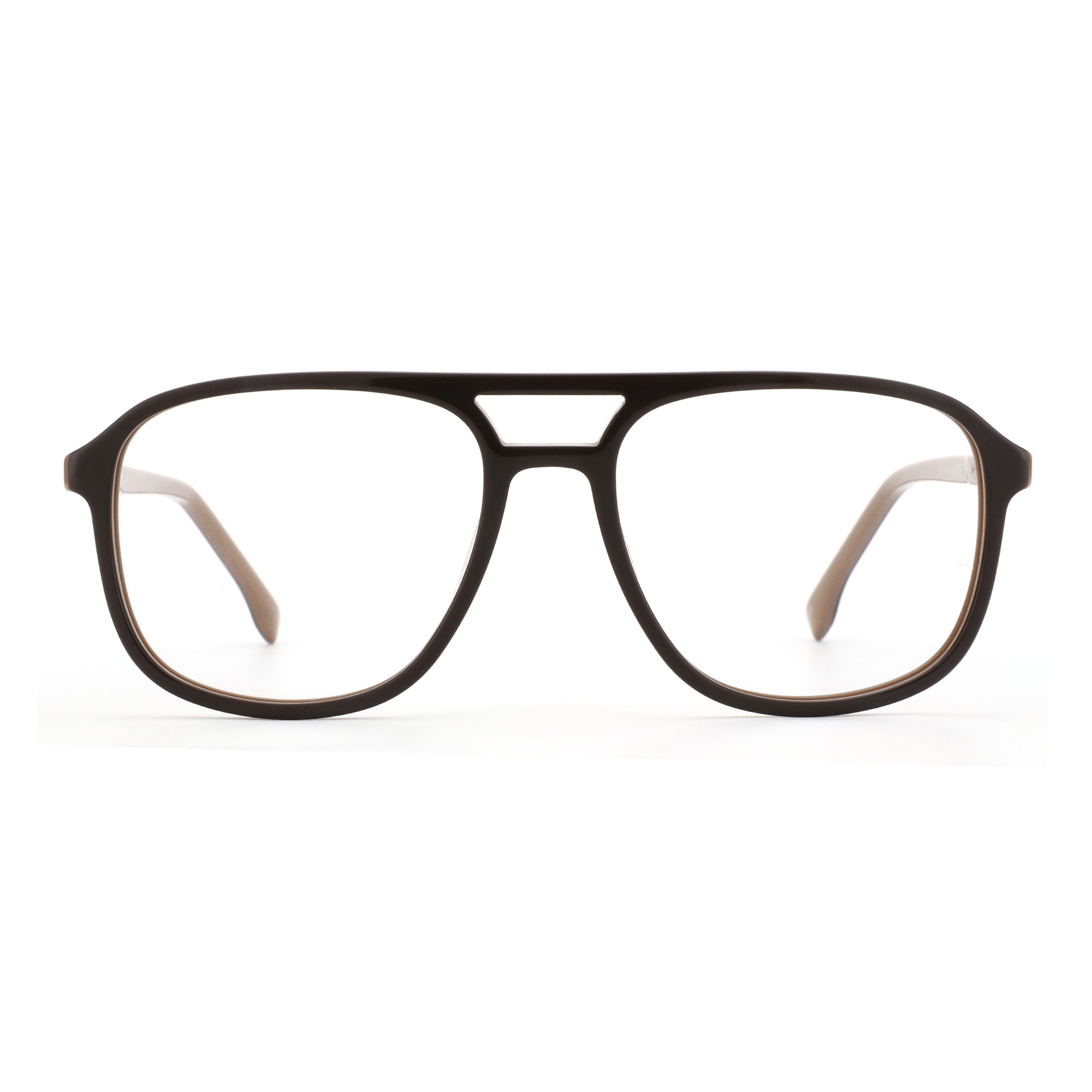 Zenottic Seth dark brown acetate aviator eyeglasses with clear lenses