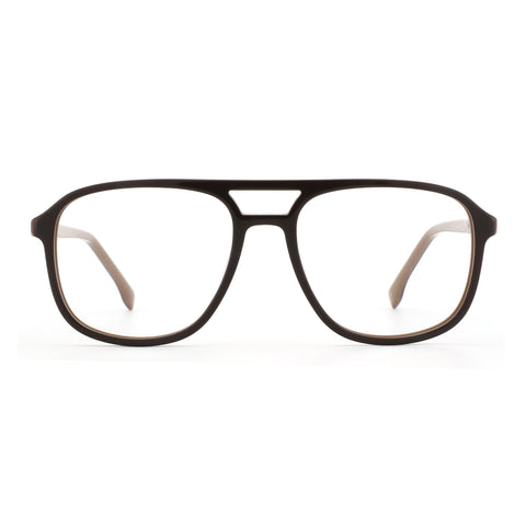 Zenottic Seth dark brown acetate aviator eyeglasses with clear lenses
