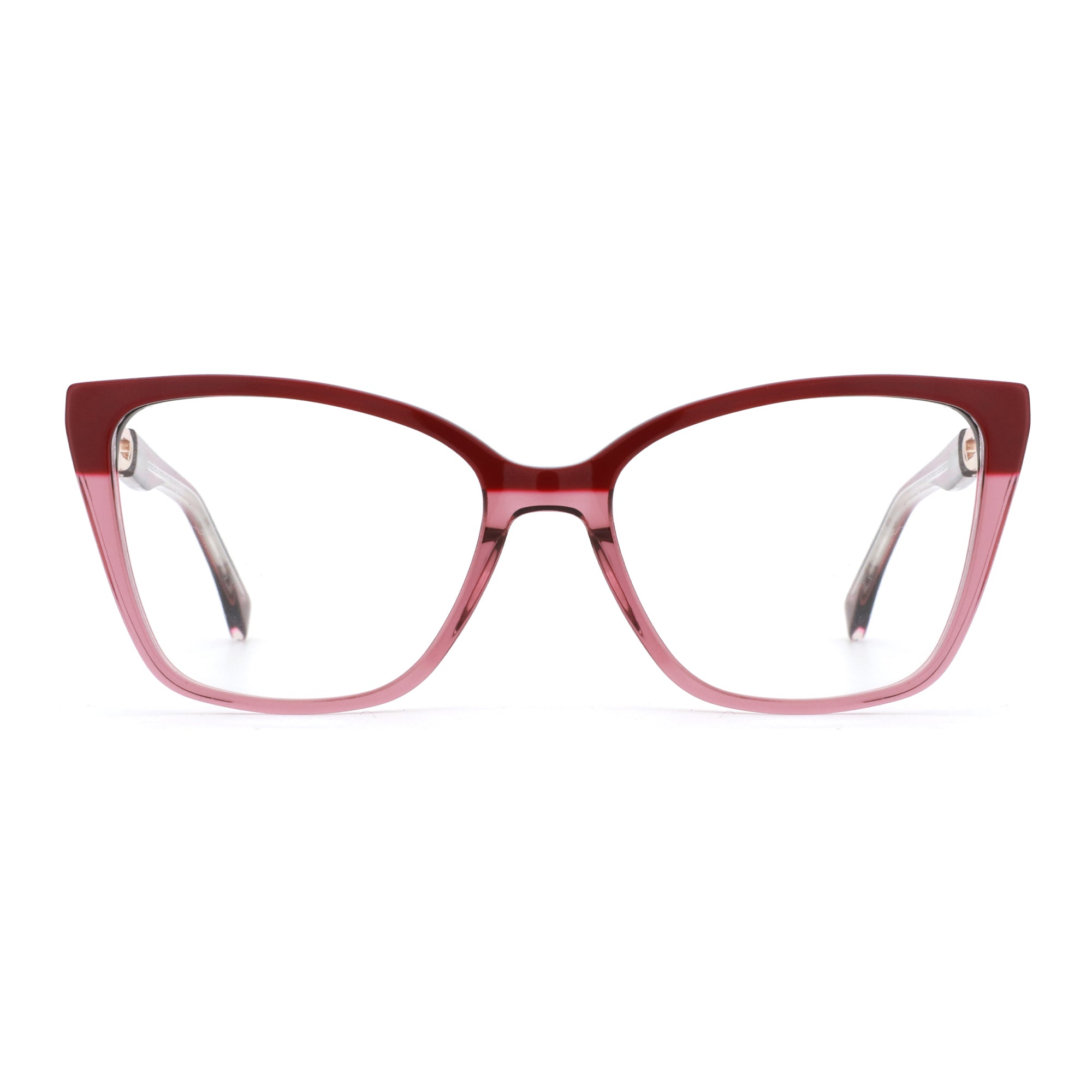 Zenottic Susanna eyeglasses with cat-eye frame, red and pink acetate, fashion eyewear