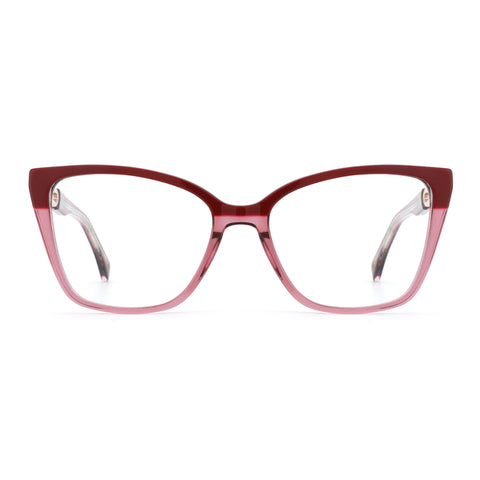Zenottic Susanna eyeglasses with cat-eye frame, red and pink acetate, fashion eyewear
