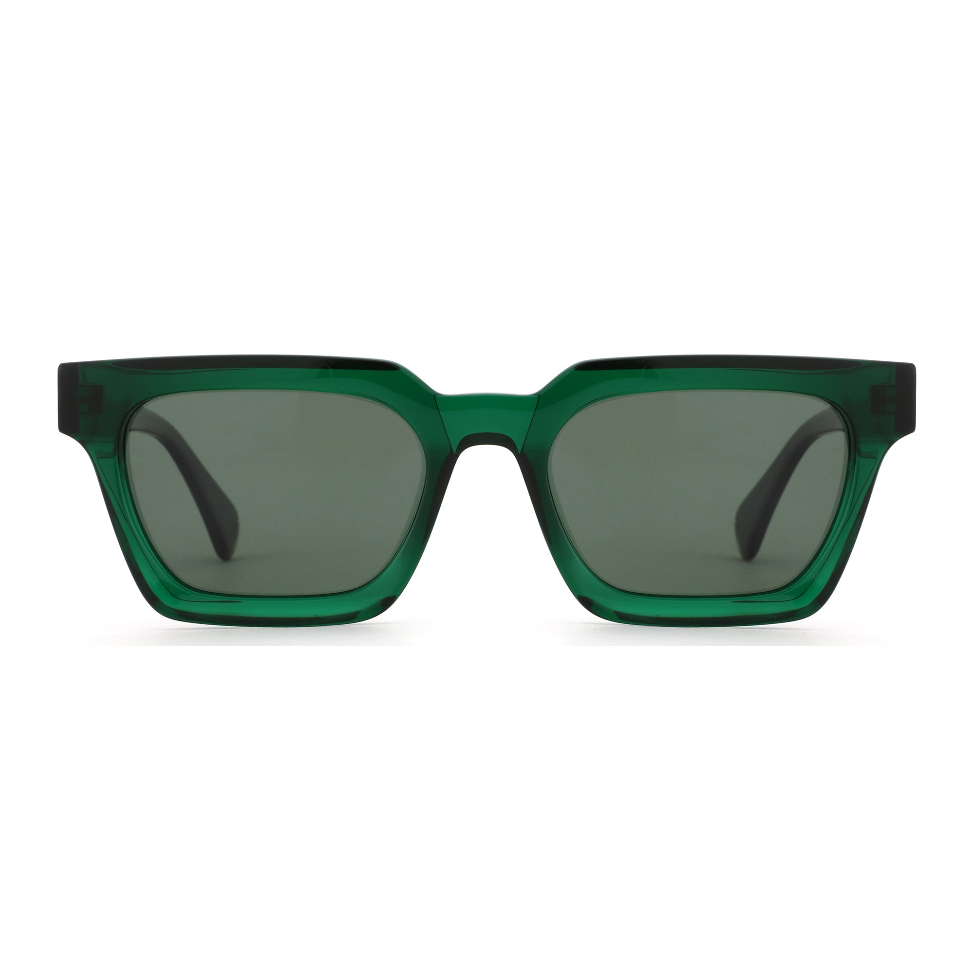 Zenottic Neriah sunglasses in green acetate with dark lenses, square frame