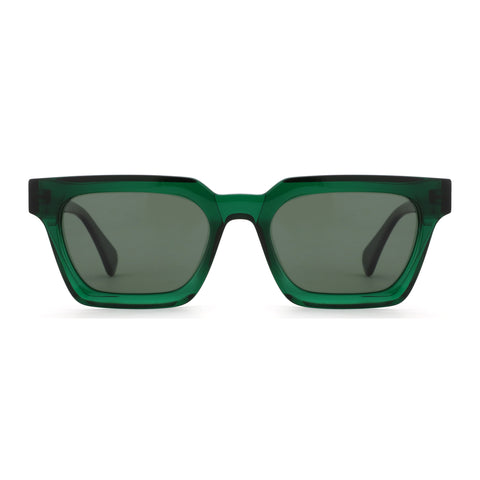 Zenottic Neriah sunglasses in green acetate with dark lenses, square frame