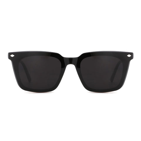 Zenottic Dave black acetate square-frame sunglasses with dark lenses and diamond accents, product page.