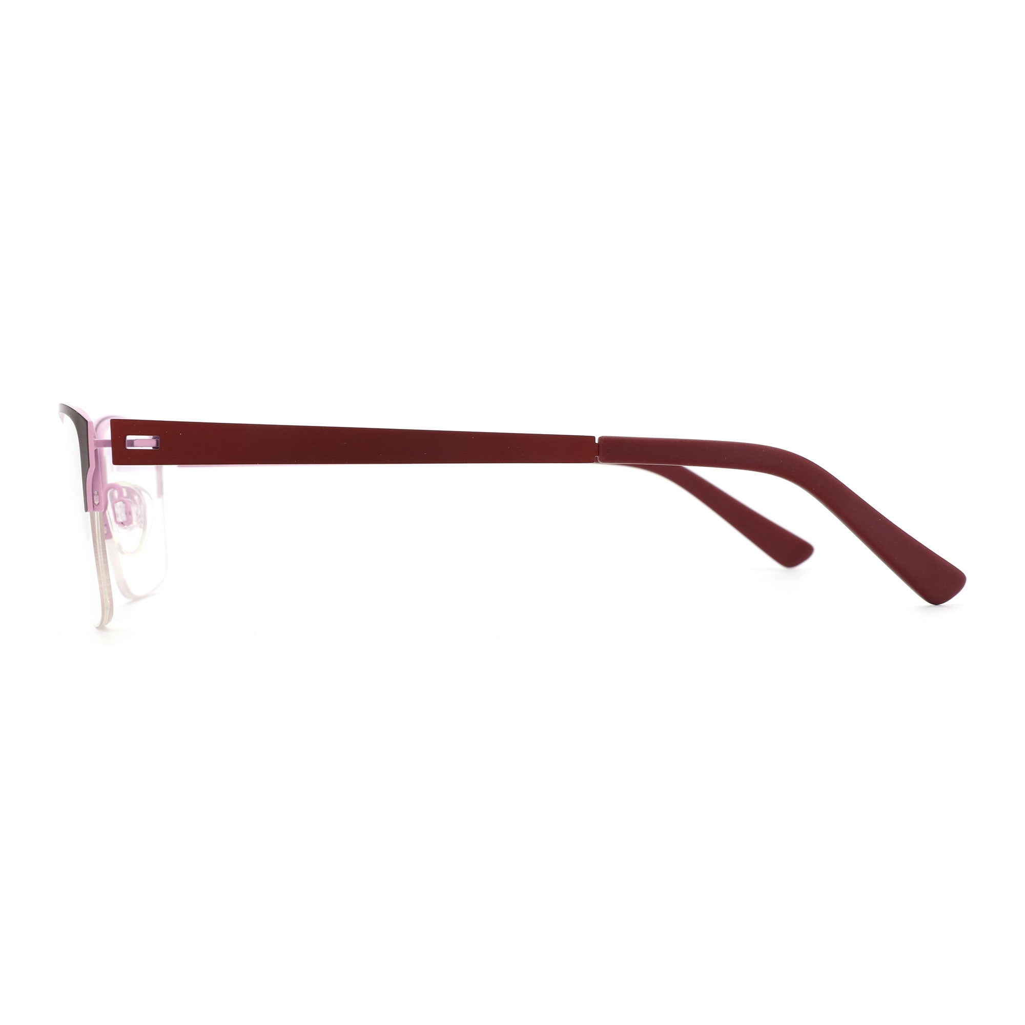 Zenottic Setlla eyeglasses with red metal frame and silver rim detail