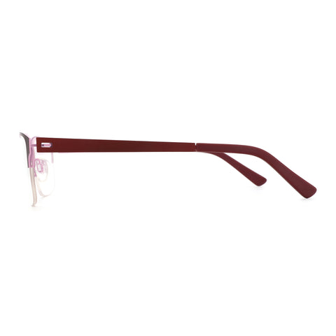 Zenottic Setlla eyeglasses with red metal frame and silver rim detail