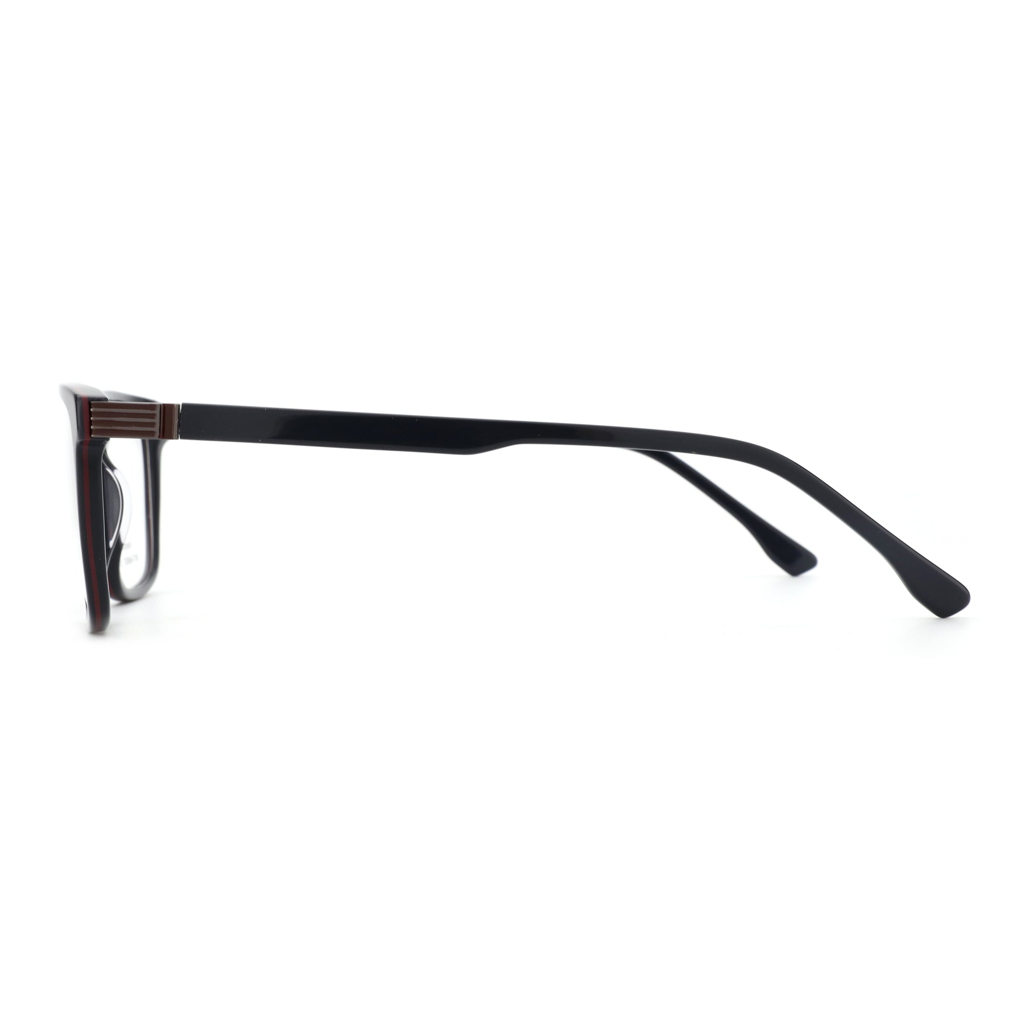 Zenottic Lucky eyeglasses side view, black acetate frame, clear lenses