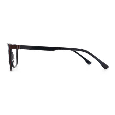 Zenottic Lucky eyeglasses side view, black acetate frame, clear lenses