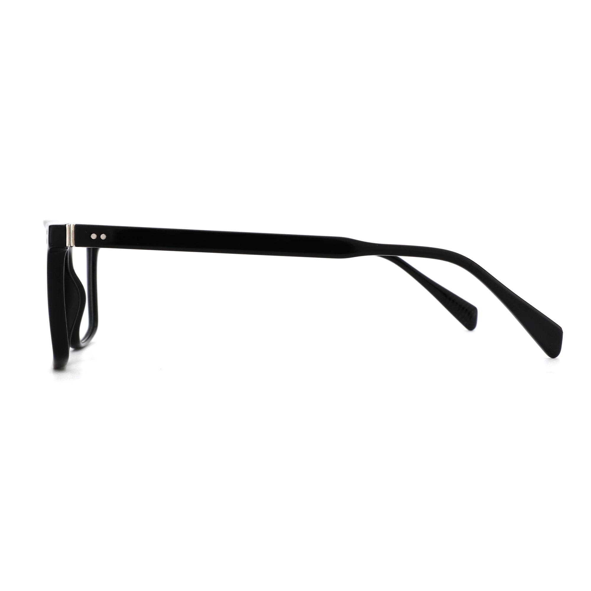 Black Zenottic Astoria sunglasses with acetate frame and silver accents on the temple hinge.