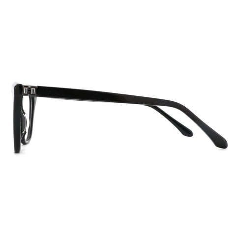 ZENOTTIC Charlotte cat eye eyeglasses in black acetate with detailed silver hinge accents.