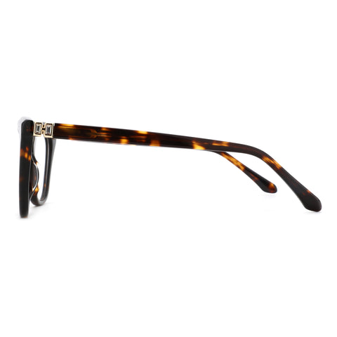 ZENOTTIC Charlotte cat eye eyeglasses, tortoiseshell acetate frame with gold geometric hinge.