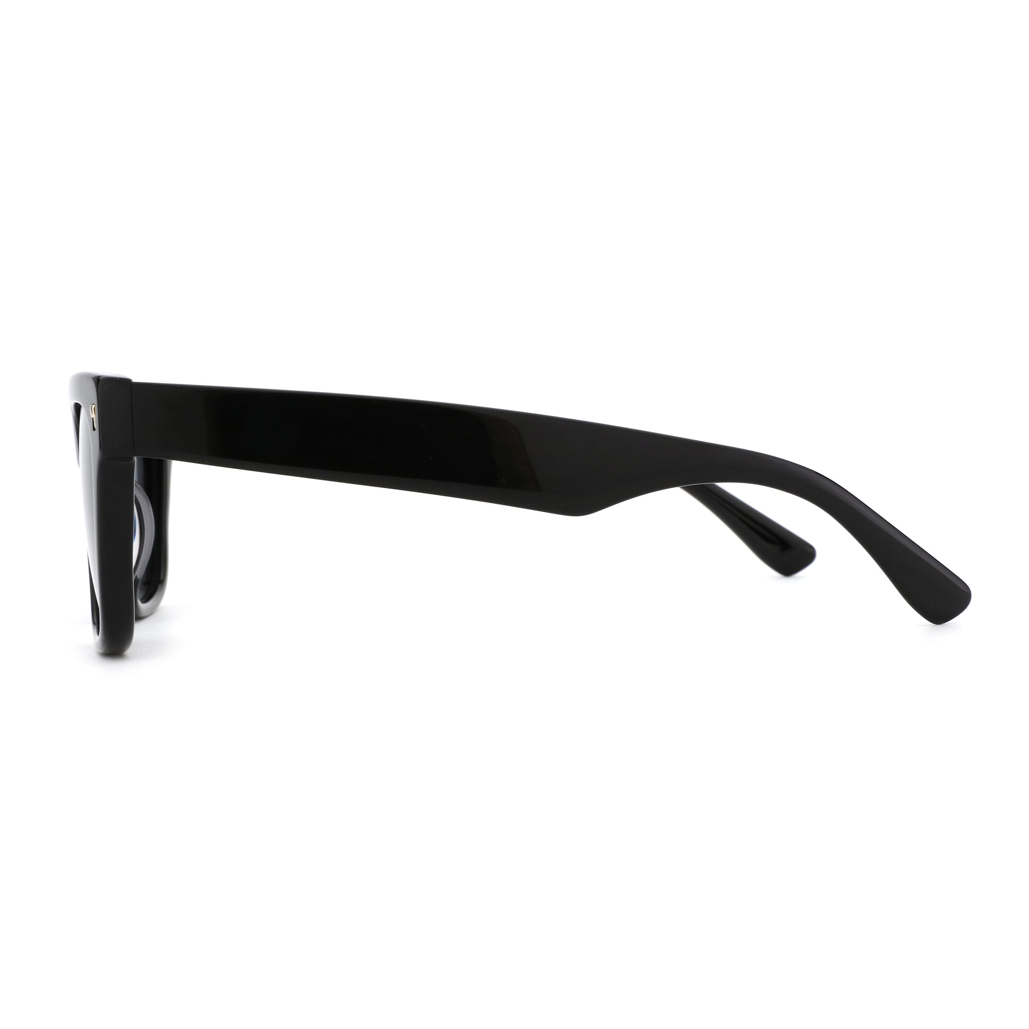 Zenottic Hankins Sunglasses: Black acetate frame, side view of the temple and arm.