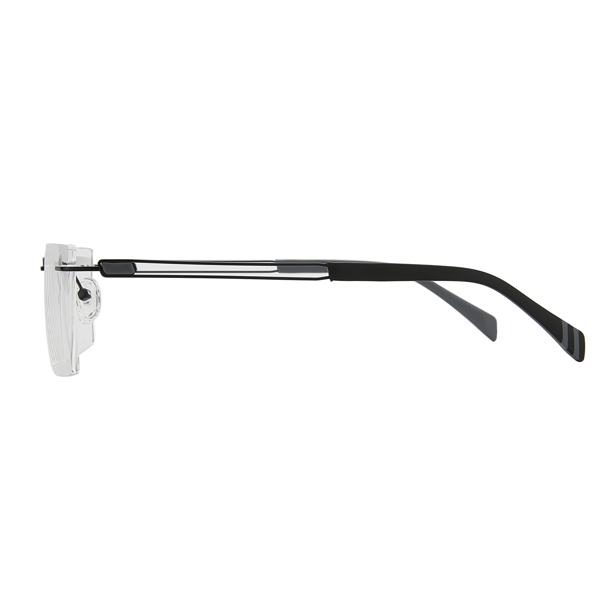 Zenottic Sidney eyeglasses in black with clear lenses and a metal frame.