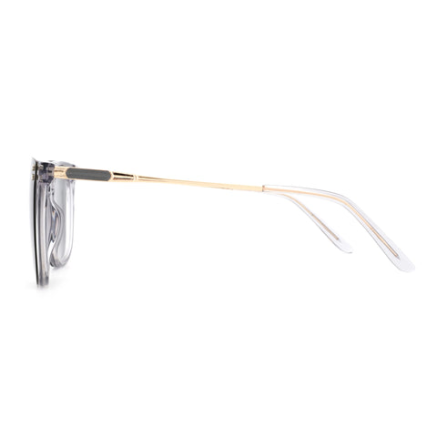 Zenottic Rebecca sunglasses with clear grey acetate frames and gold temples