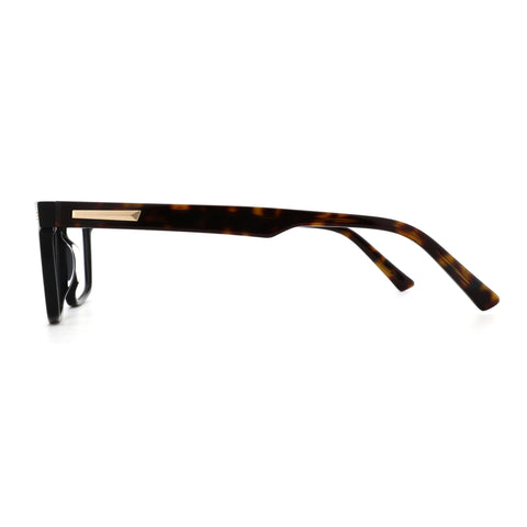 Zenottic Arnold eyeglasses in tortoiseshell acetate with gold accent on the temple.