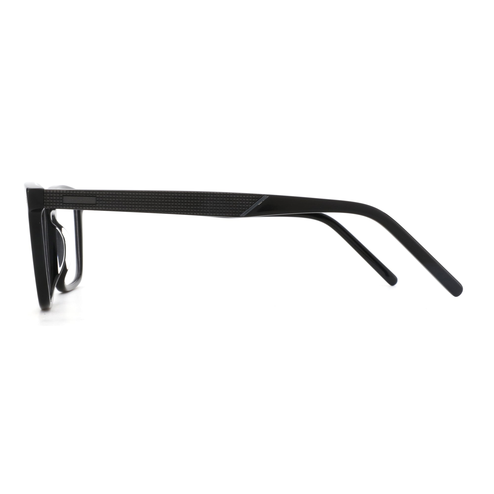 Zenottic Bert eyeglasses in black acetate with a textured detail on the temple.