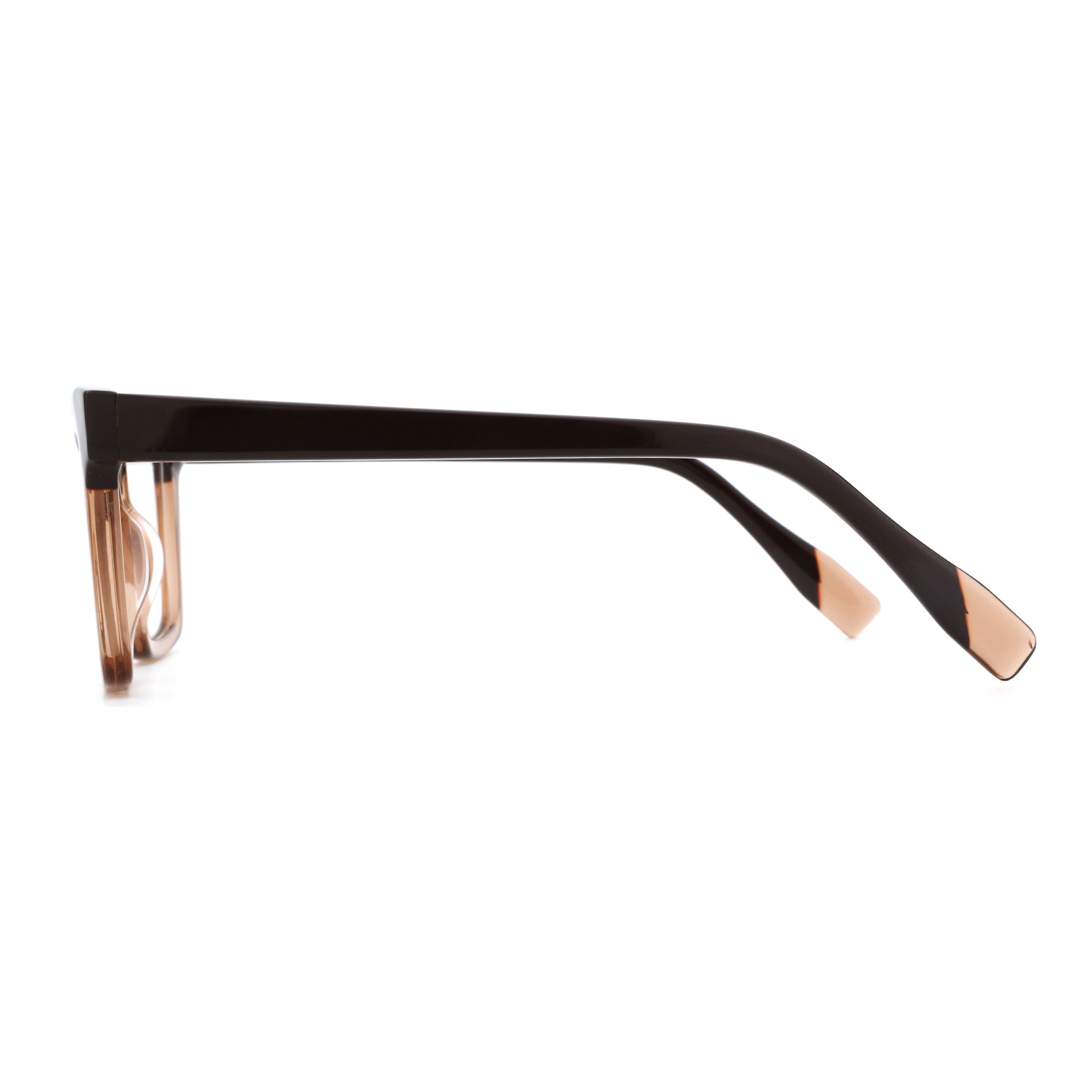 Zenottic Eyeglasses Lewis with dark brown acetate frames and light brown temple accent