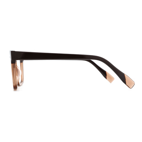 Zenottic Eyeglasses Lewis with dark brown acetate frames and light brown temple accent