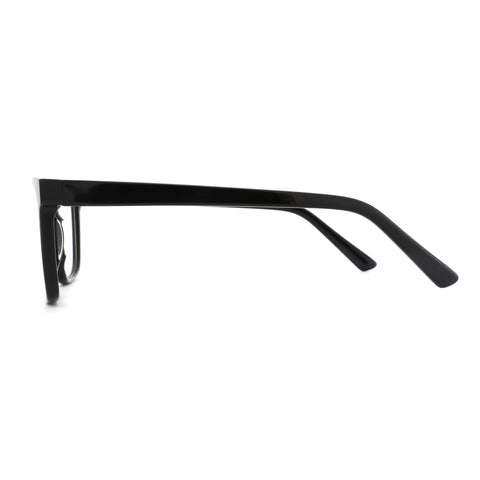 Zenottic Eyeglasses Virgil black acetate rectangle frames, side view.