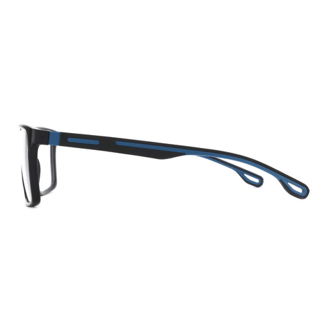 Zenottic Pablo eyeglasses with black frame and blue accents on the temples.