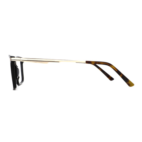 Zenottic Andy eyeglasses with black acetate front and gold temples with tortoise shell tips.