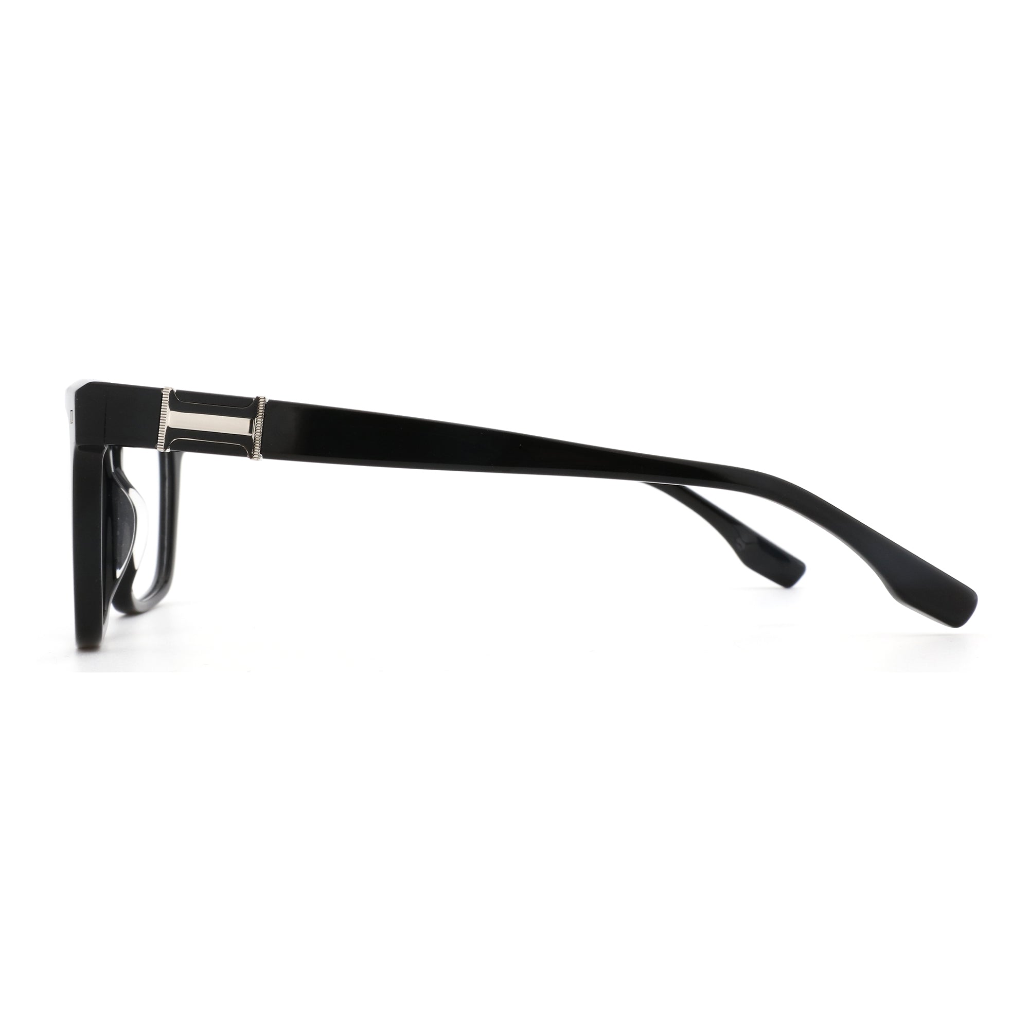 Zenottic Antonio black acetate eyeglasses with silver temple detail