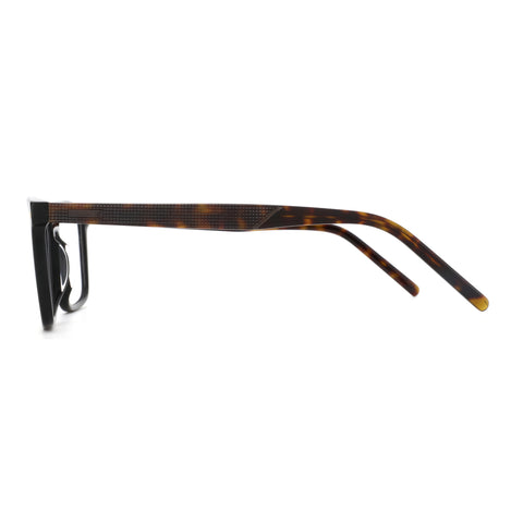 Zenottic Bert eyeglasses feature a black acetate front and tortoiseshell patterned temples with a textured finish.