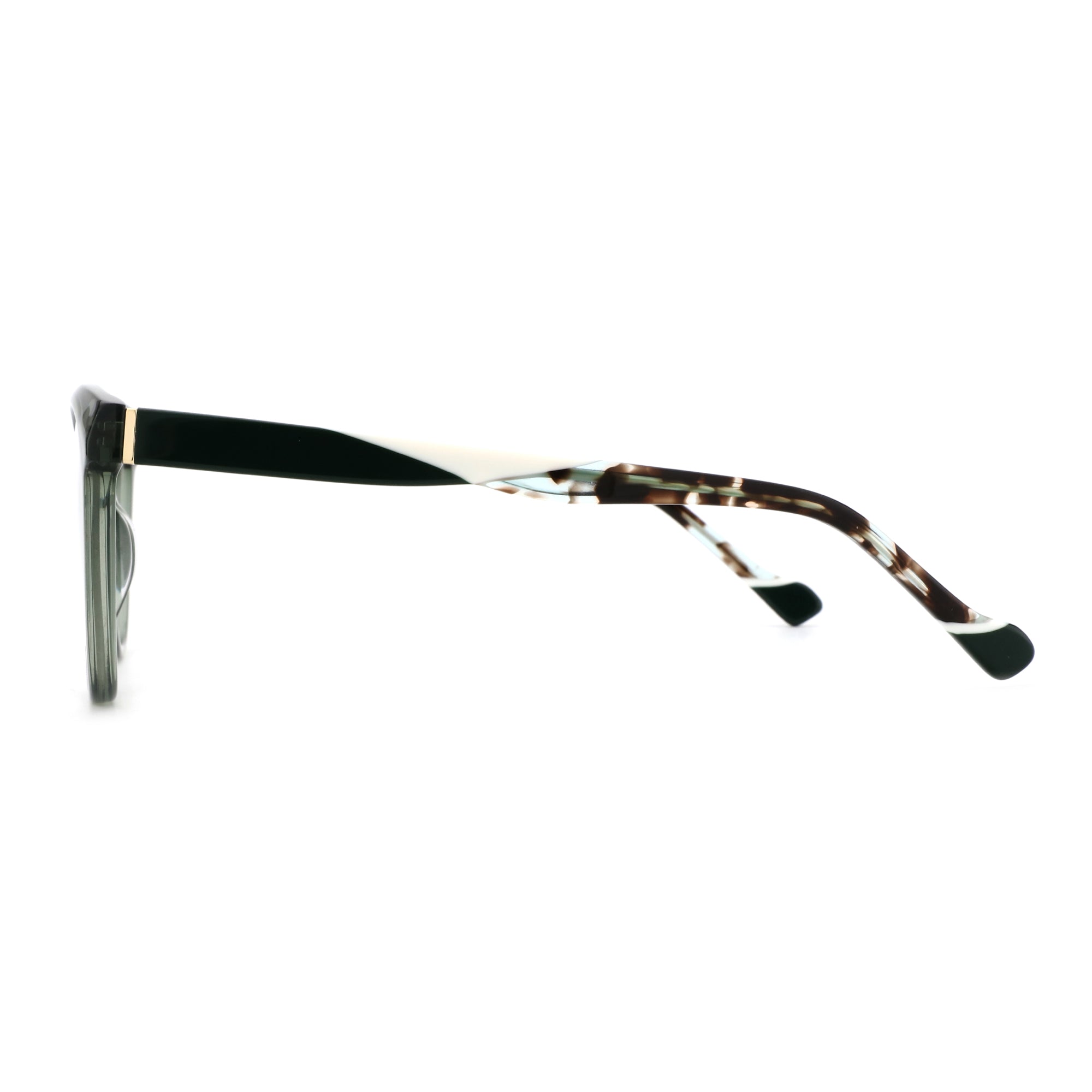Zenottic Isolde eyeglasses with black and white acetate frame and tortoise shell temples.