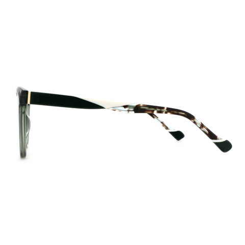 Zenottic Isolde eyeglasses with black and white acetate frame and tortoise shell temples.
