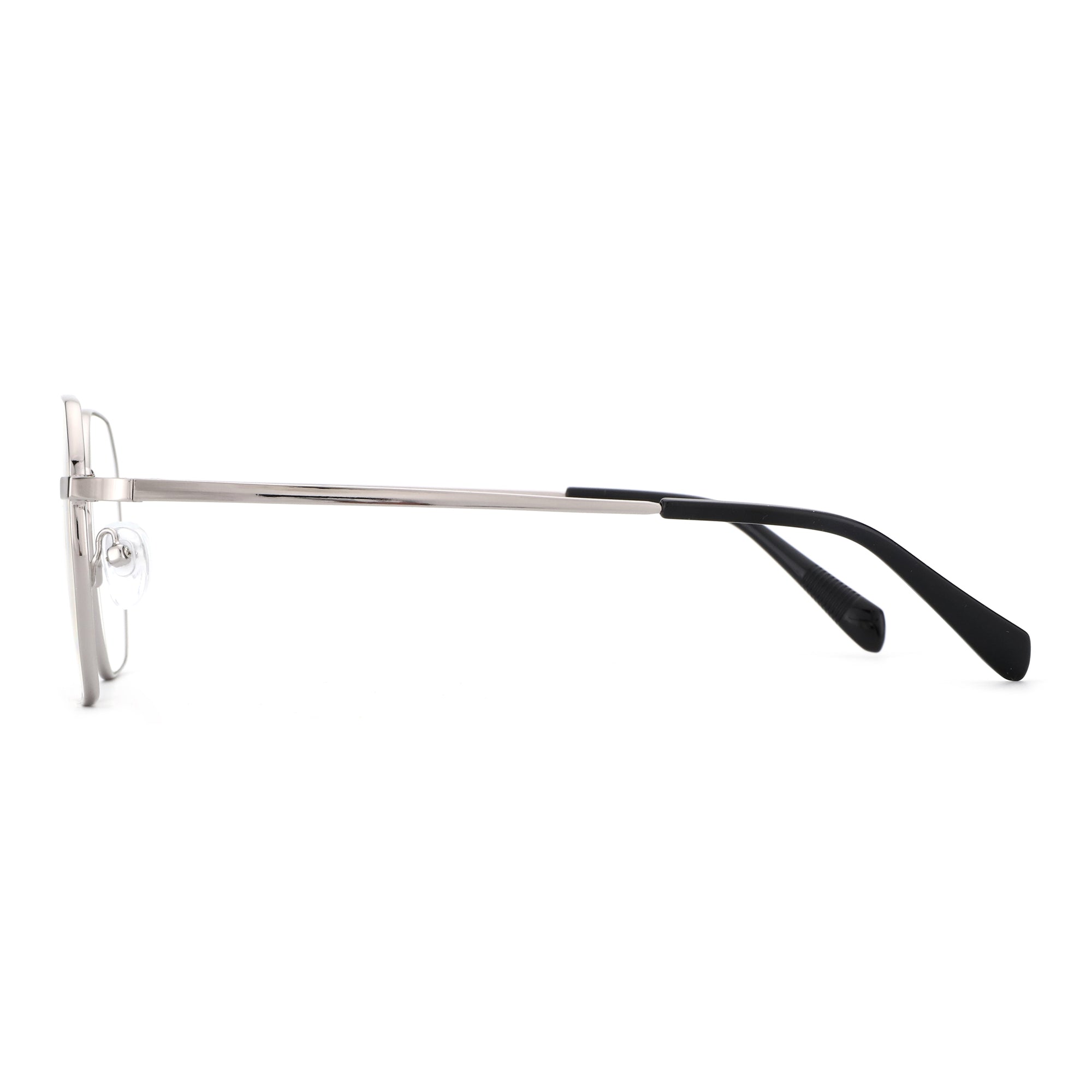 Zenottic Baldwin eyeglasses with silver metal frame and black temple tips.