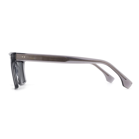 Zenottic Addison grey acetate sunglasses, classic square style with patterned temple.