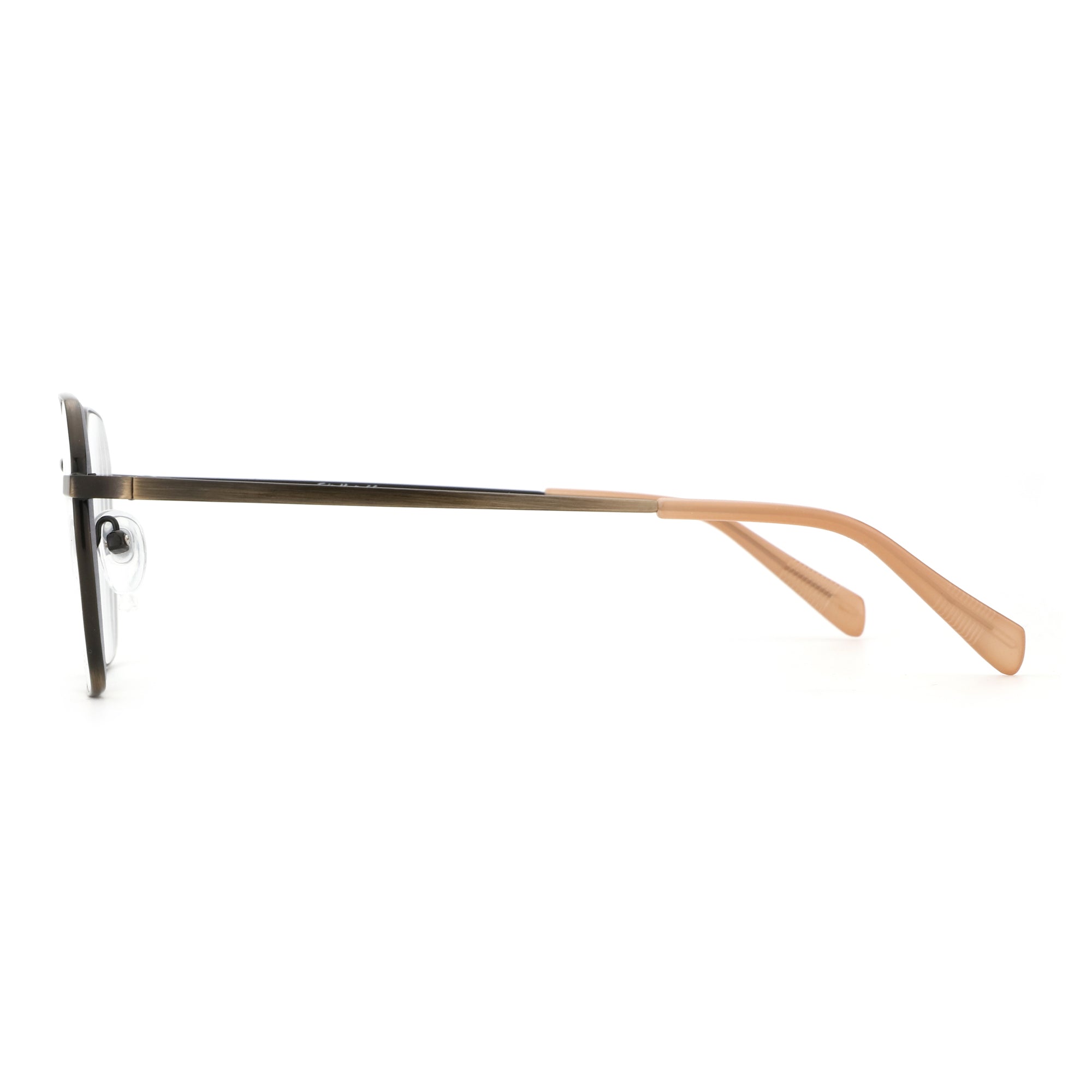 Zenottic Baldwin eyeglasses with metal frame and beige temples.