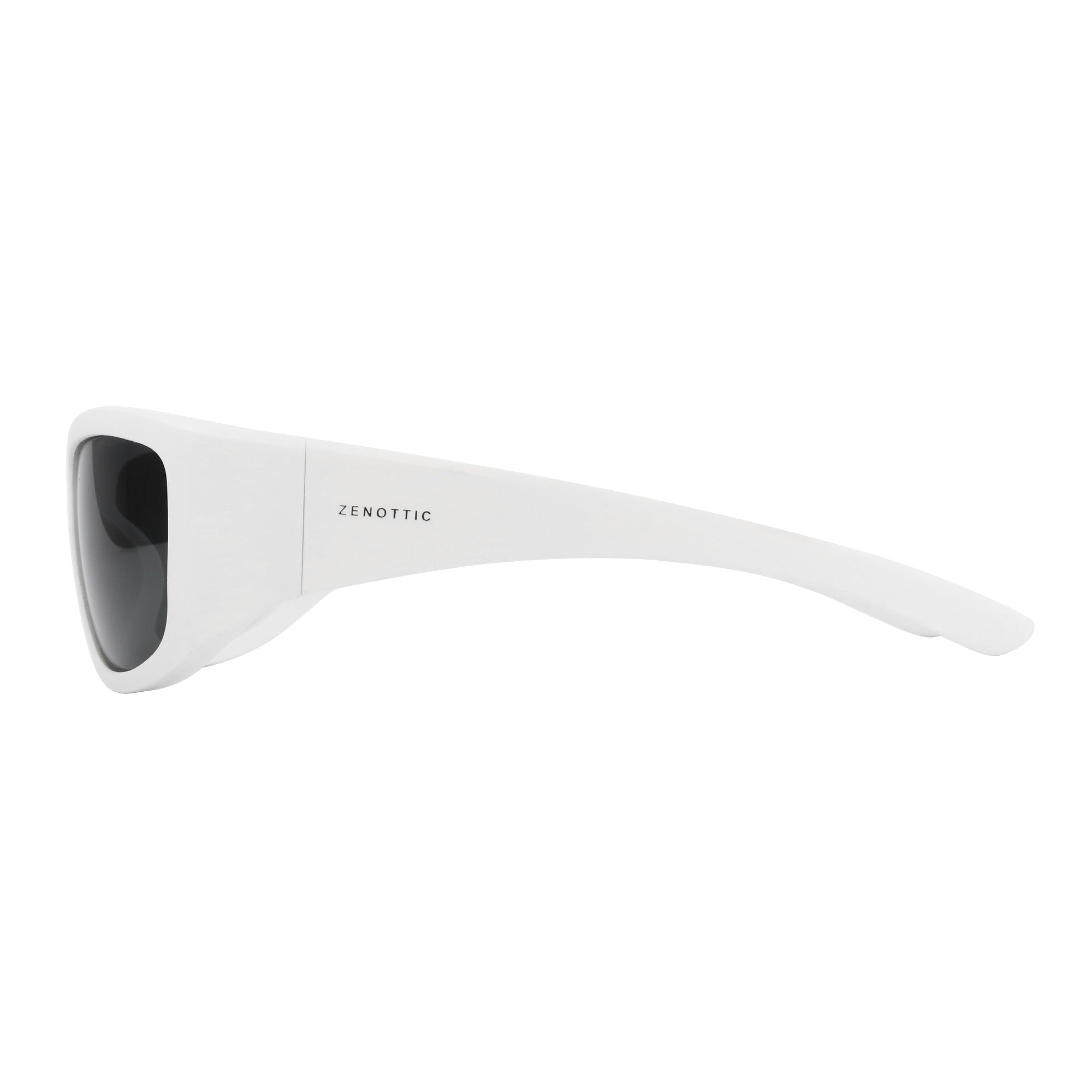 Zenottic Earl white sports sunglasses with dark lenses