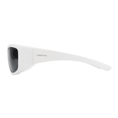 Zenottic Earl white sports sunglasses with dark lenses