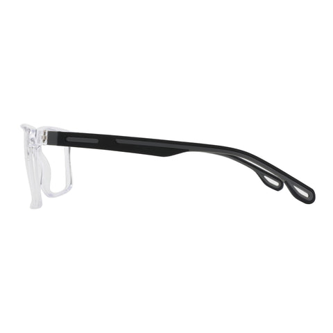 Zenottic Eyeglasses Pablo: Clear plastic frames with black temples and textured detail.