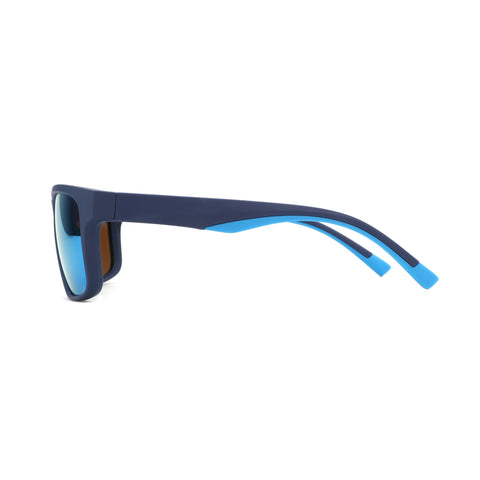 Zenottic Beacher sunglasses: dark blue TR90 frame with blue accents and mirrored blue lenses.