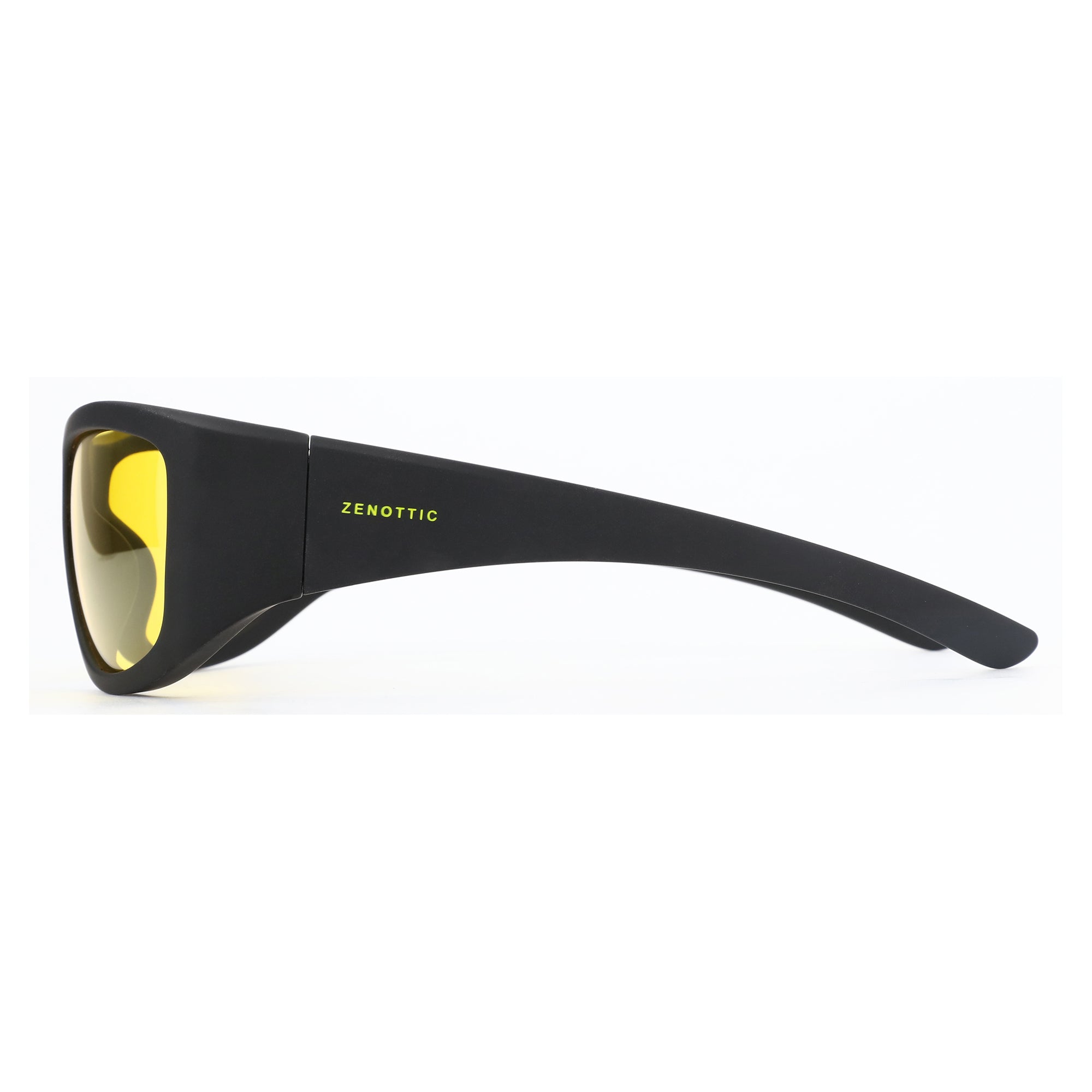 Zenottic Earl sunglasses with black TR90 frame and yellow lenses, sports square style for men.