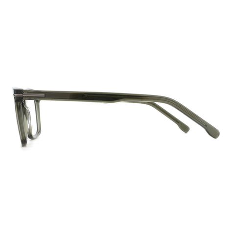 Zenottic Upton eyeglasses in translucent green acetate, side view.