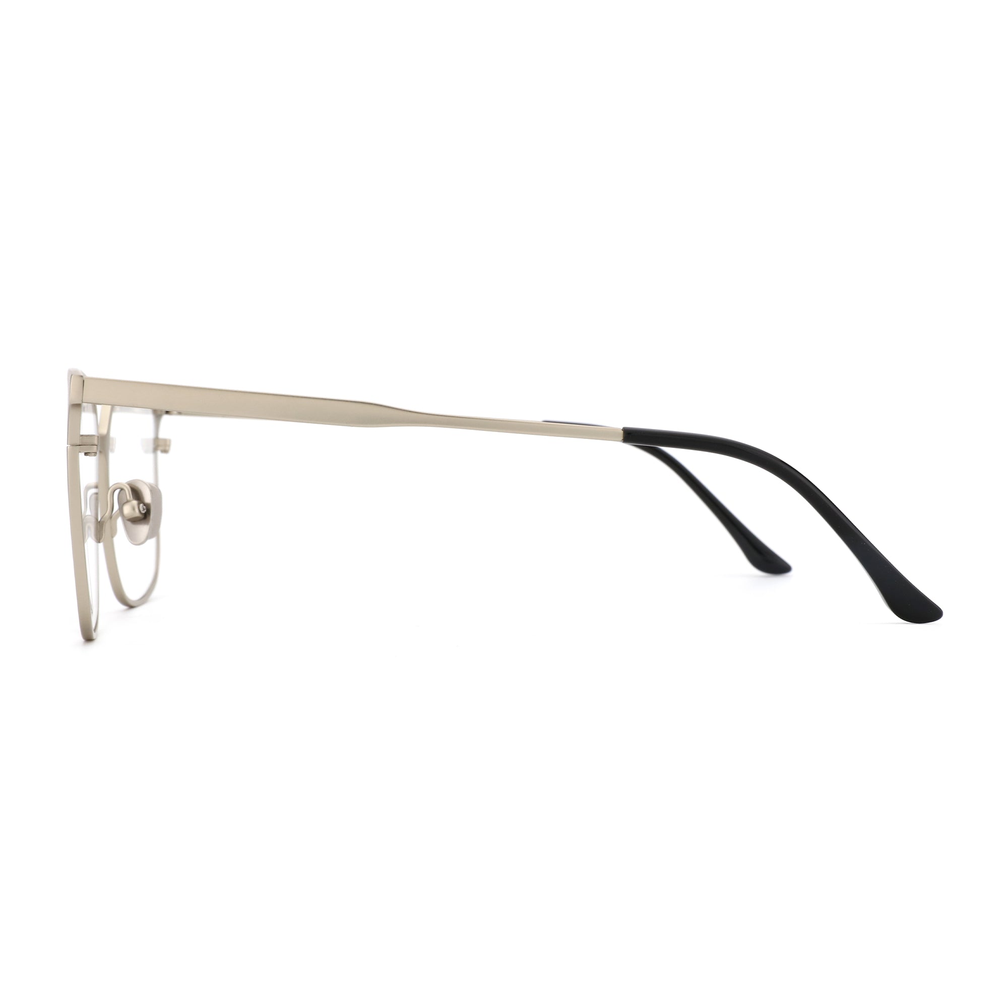 Zenottic Quince eyeglasses, silver metal frame with black temple arms, prescription ready