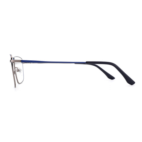 Zenottic Dustin eyeglasses with gunmetal metal frame and blue temples