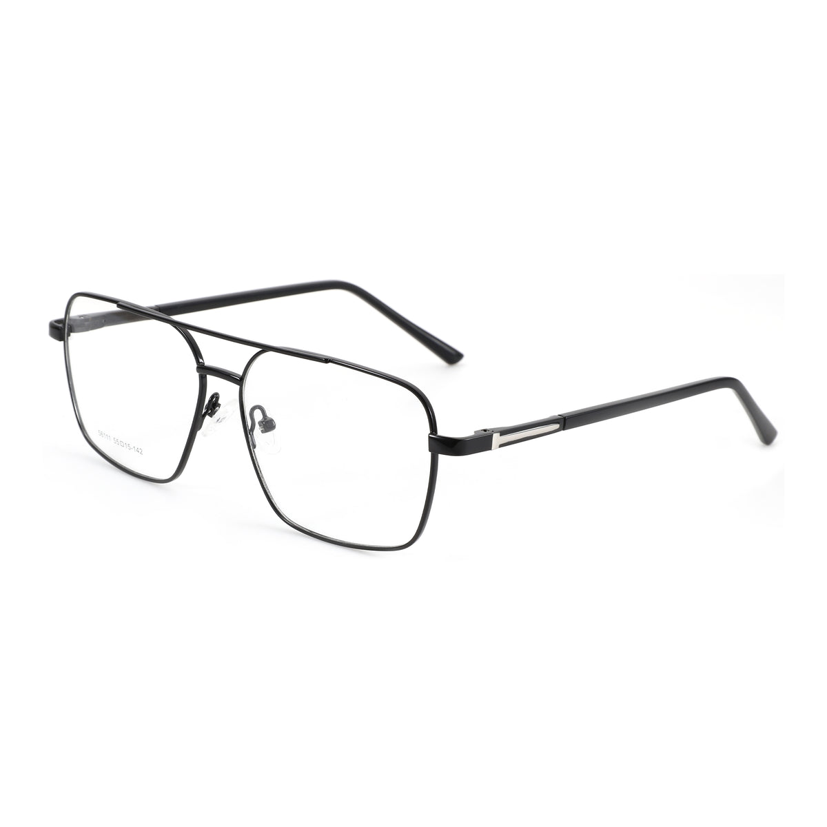 Zenottic Eyeglasses Hunk aviator metal frame 56111, 55mm lens, black.

